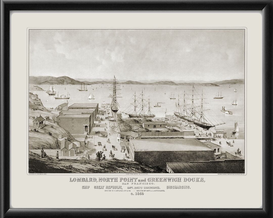 San Francisco CA 1860 C.B. Gifford Lombard, Northpoint & Greenwich Docks TM