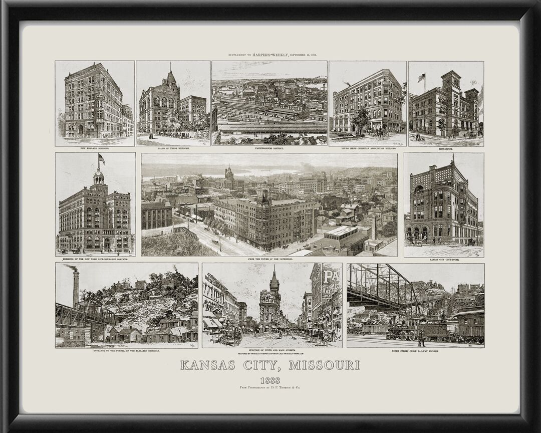 Kansas City MO 1888 Harper's Weekly TM Map