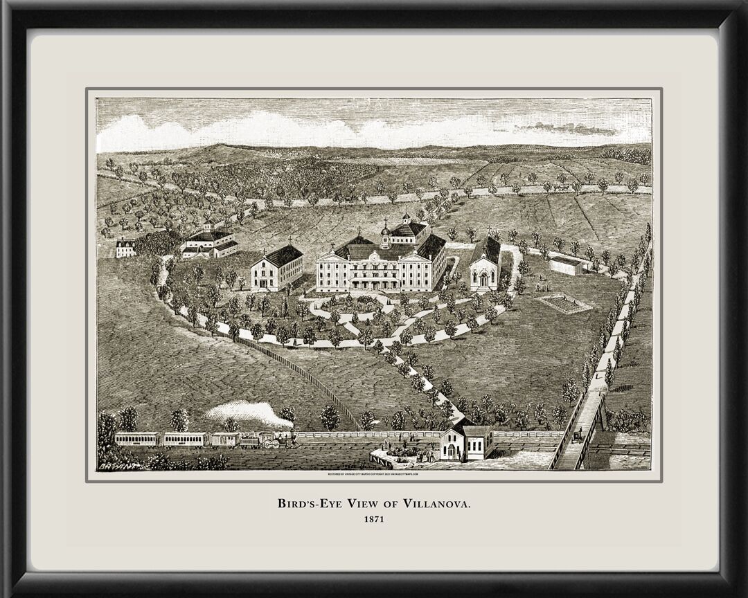Villanova University 1871 TM Birds Eye View Map
