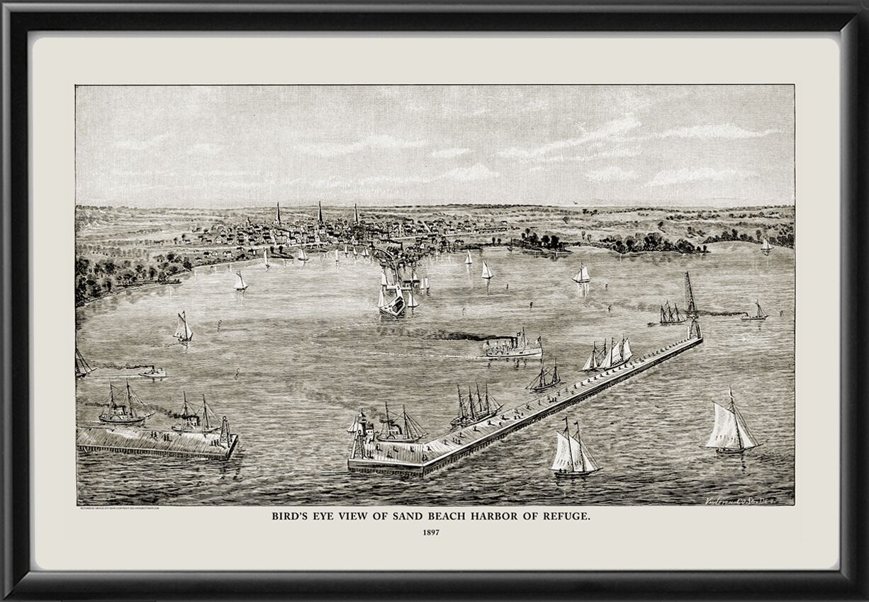 Sand Beach Harbor of Refuge MI 1897 Van Leyen TM