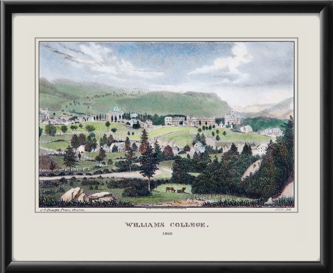 Williams College - Williamstown MA 1860 Bird's Eye View Map