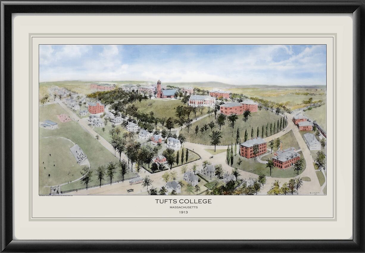 Tufts College MA 1913 Birdseye View Map