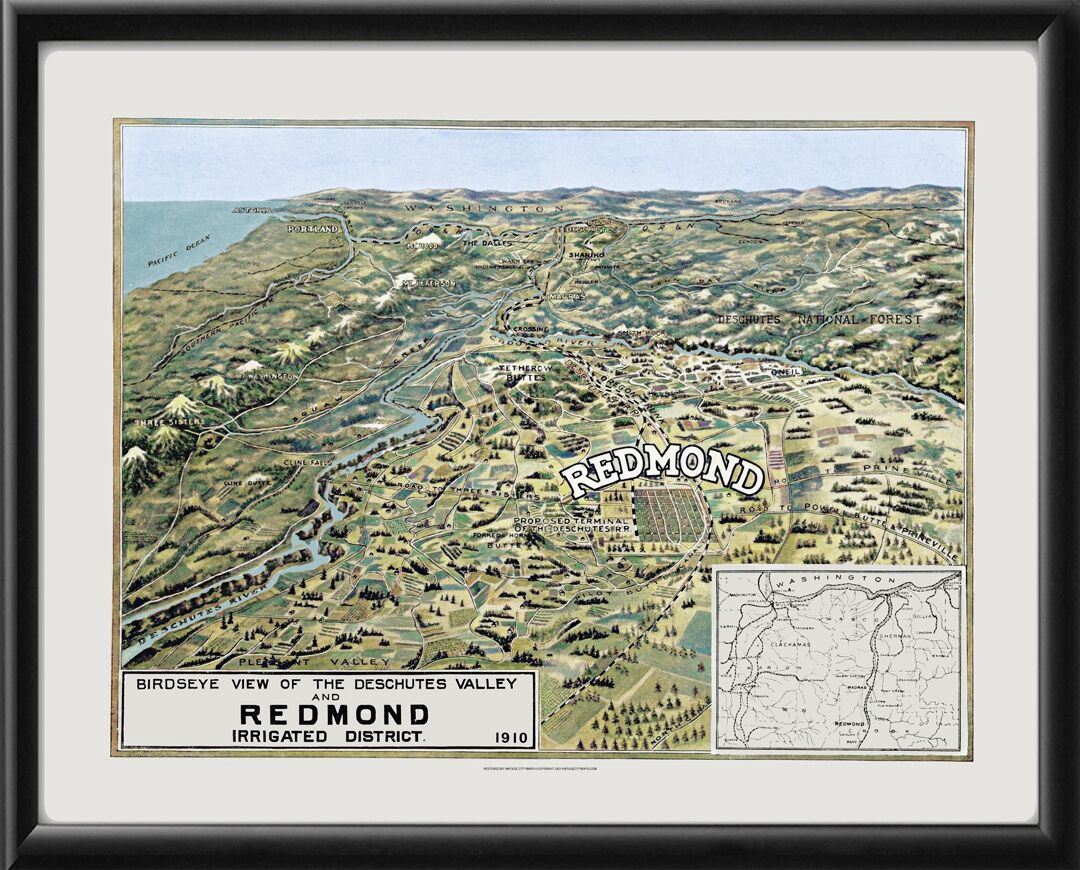 Redmond and Dechutes Valley 1910 (Color)