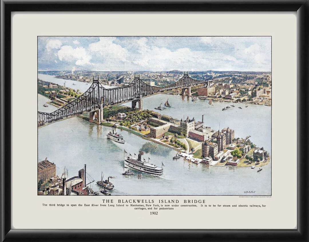Blackwell Island Bridge NY 1902 (Color)