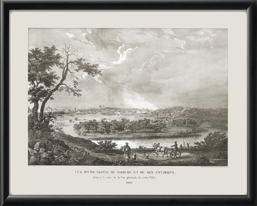 Moscow Russia 1825 - View of Part of Moscow