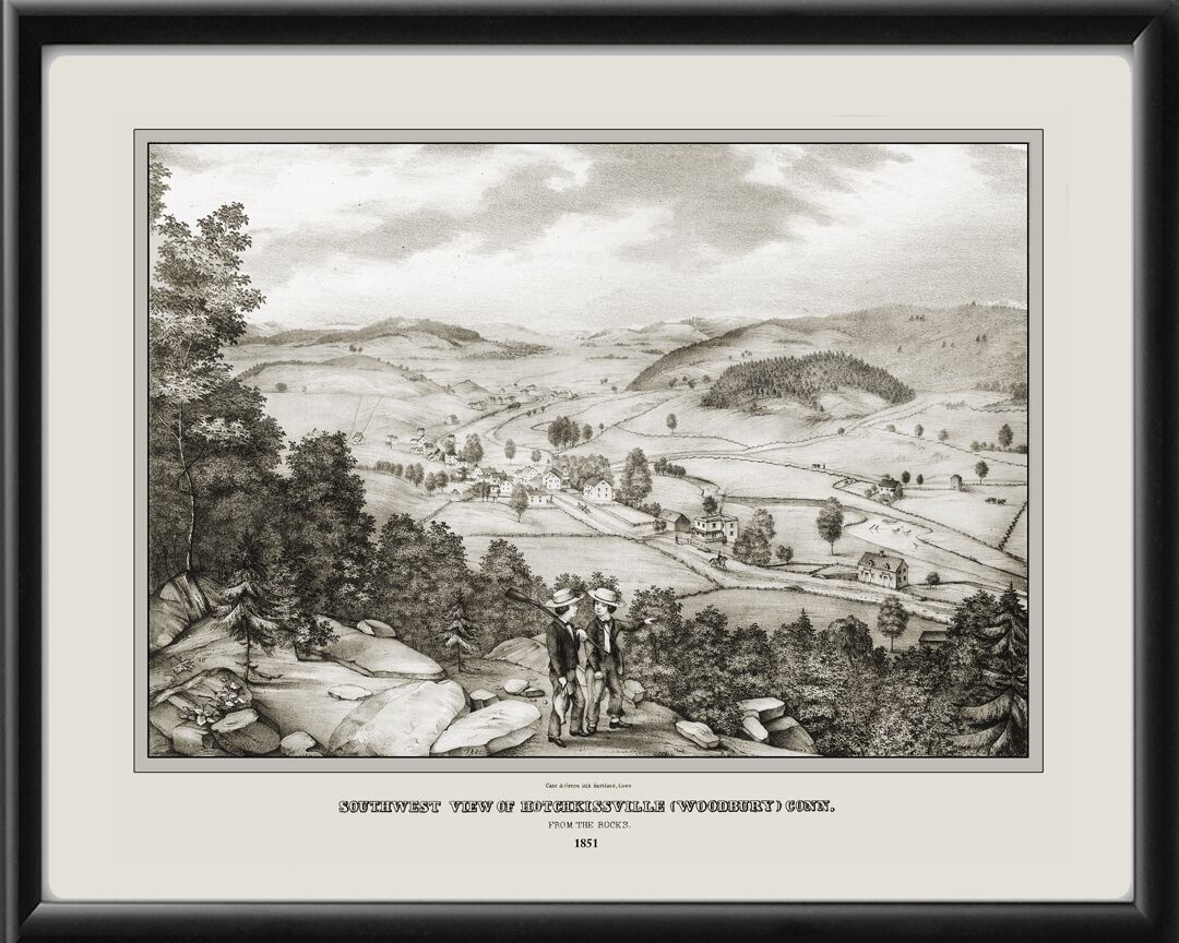 Southwest View of Hotchkissville (Woodbury) CT 1851 TM