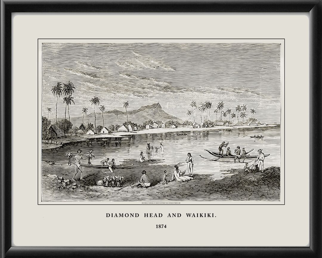 Diamond Head and Waikiki 1874 Charles Nordhoff TM