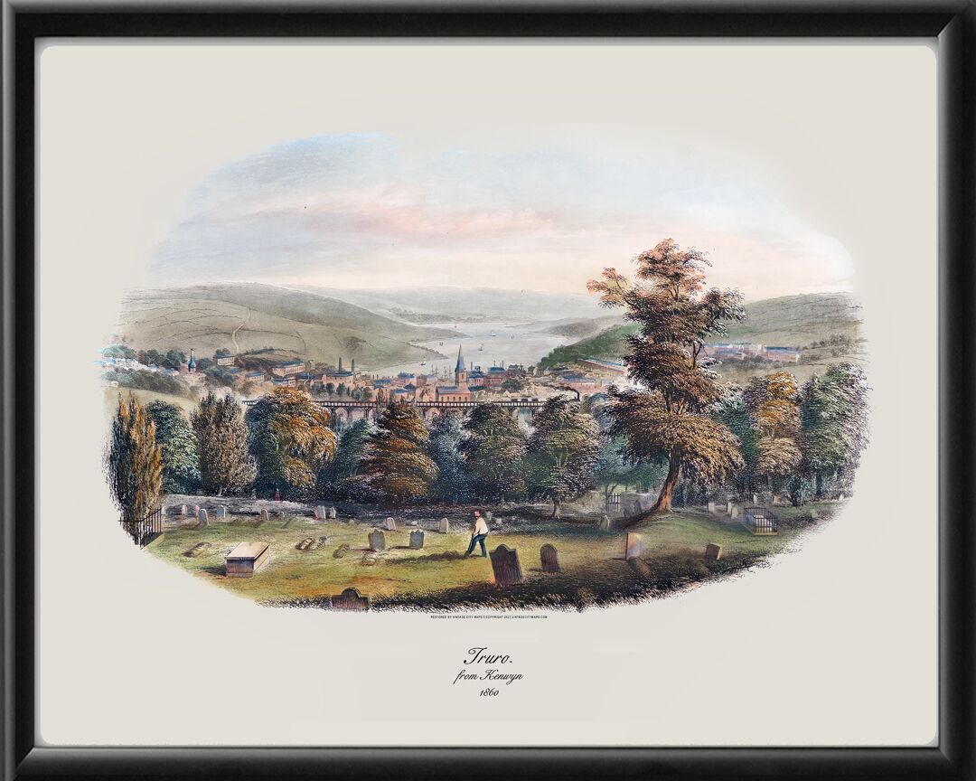 Truro Canada, from Kenwyn 1860 W. Willis TM Birds Eye View Map