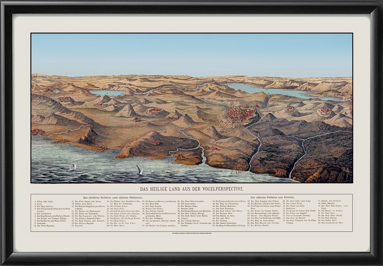 The Holy Land - Das Heilige Land 1865 Birds Eye View Map
