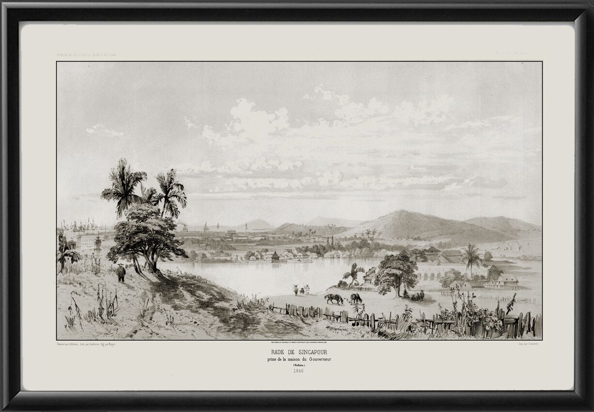 Singapore 1846 Birds Eye View Map
