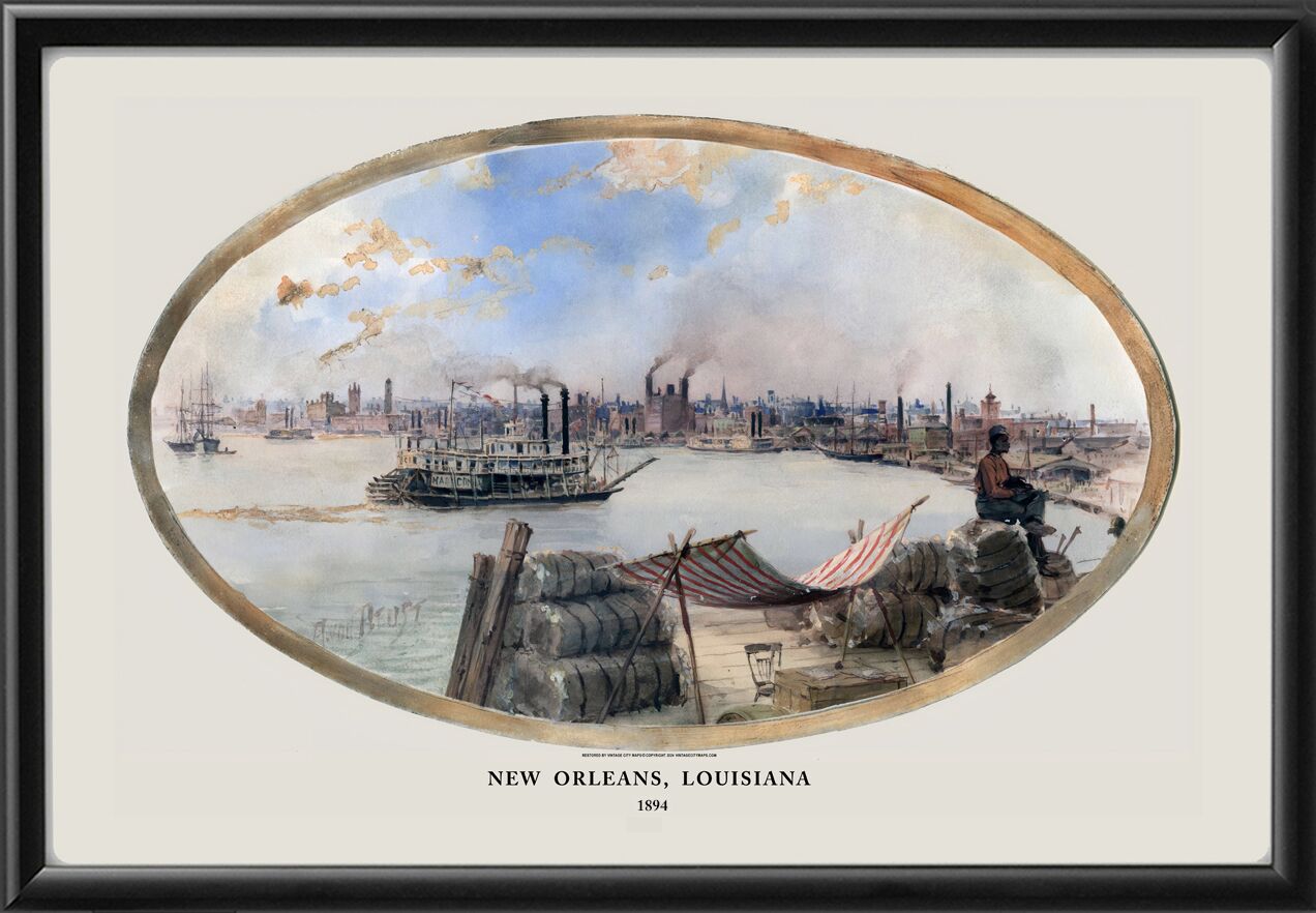 New Orleans LA 1894 Birds Eye View Map