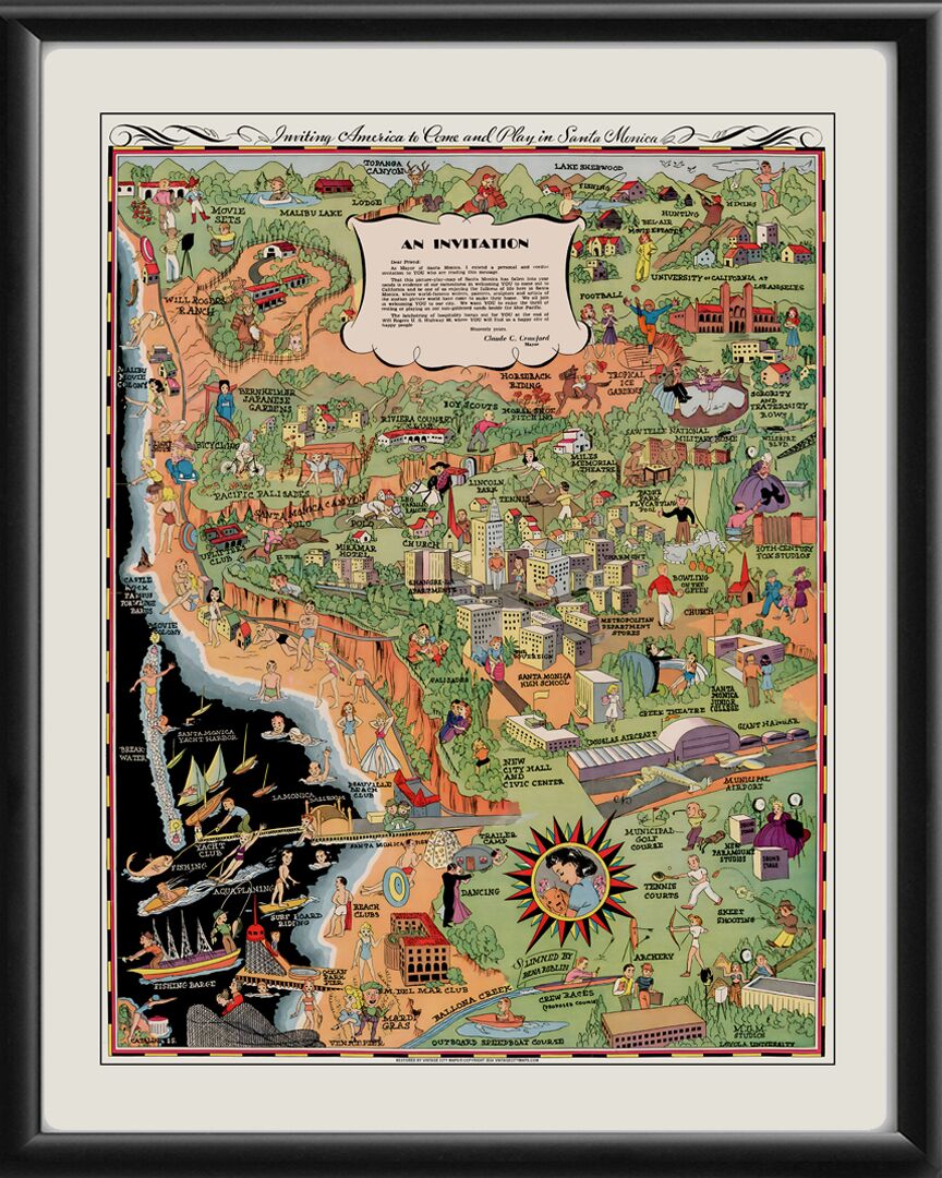 Santa Monica CA 1940 Rena Roblin Inviting America to Come and Play in Santa Monica Tm