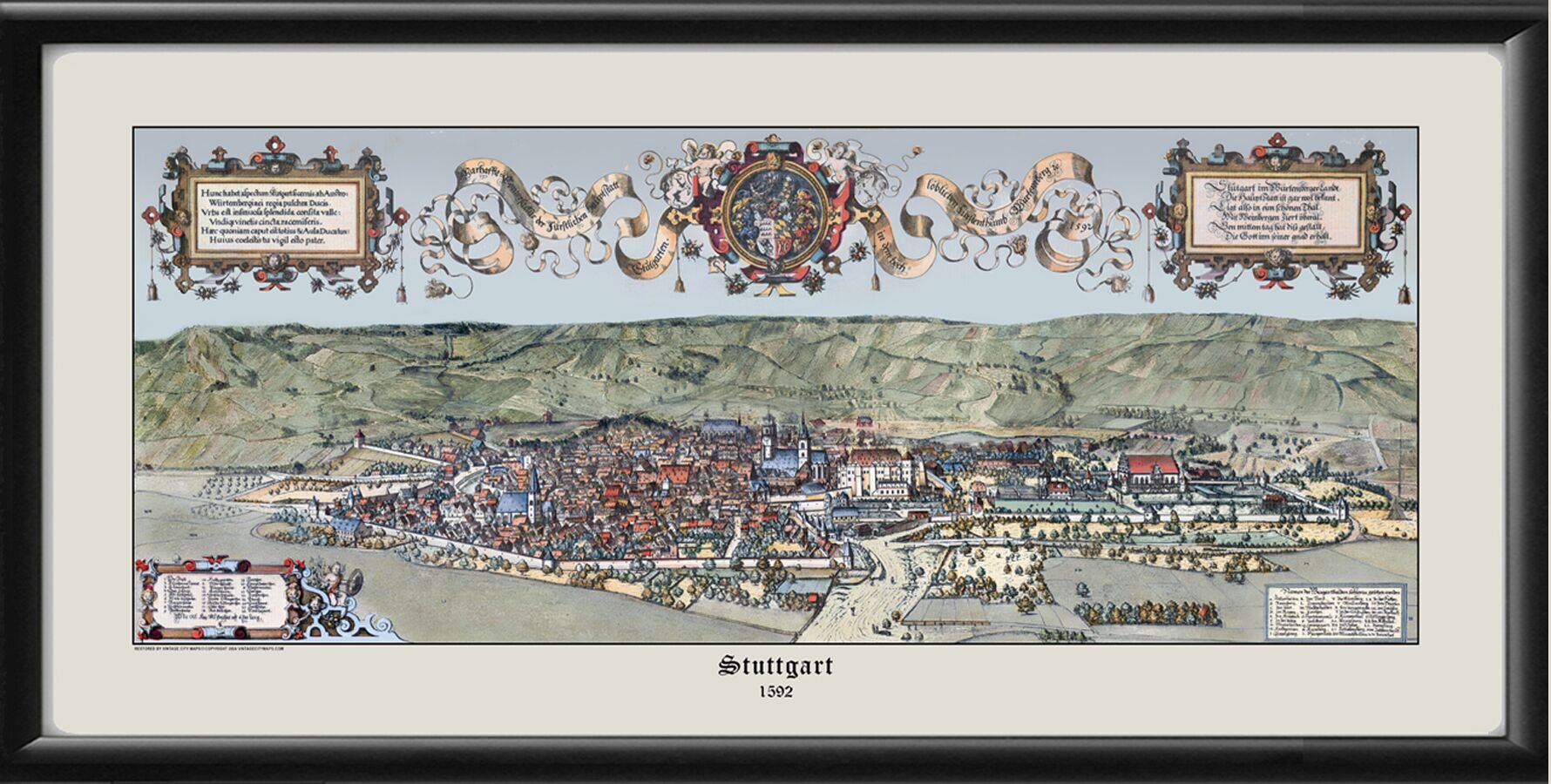 Stuttgart Germany 1592 Birds Eye View Map