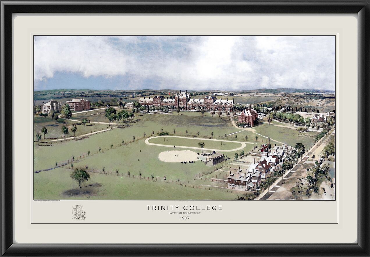 Trinity College Hartford CT 1907 Birds Eye View Map
