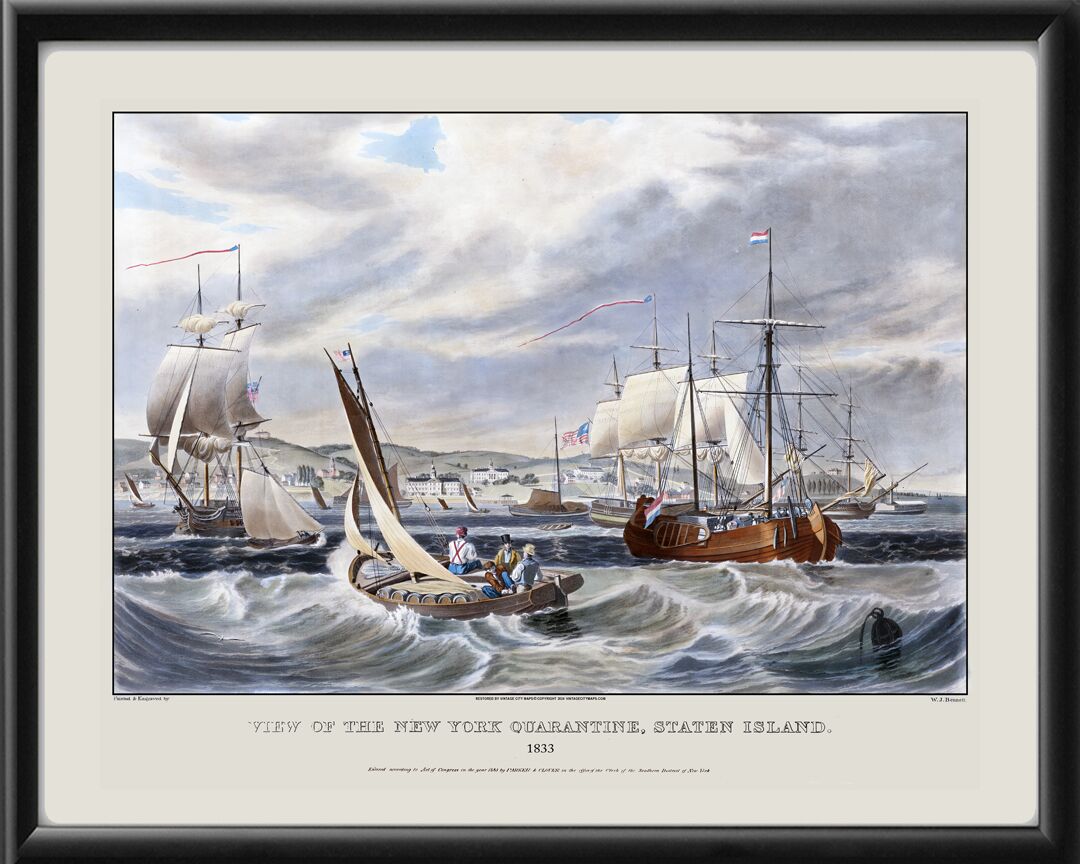New York City NY 1833 - View of the Quarantine on Staten Island
