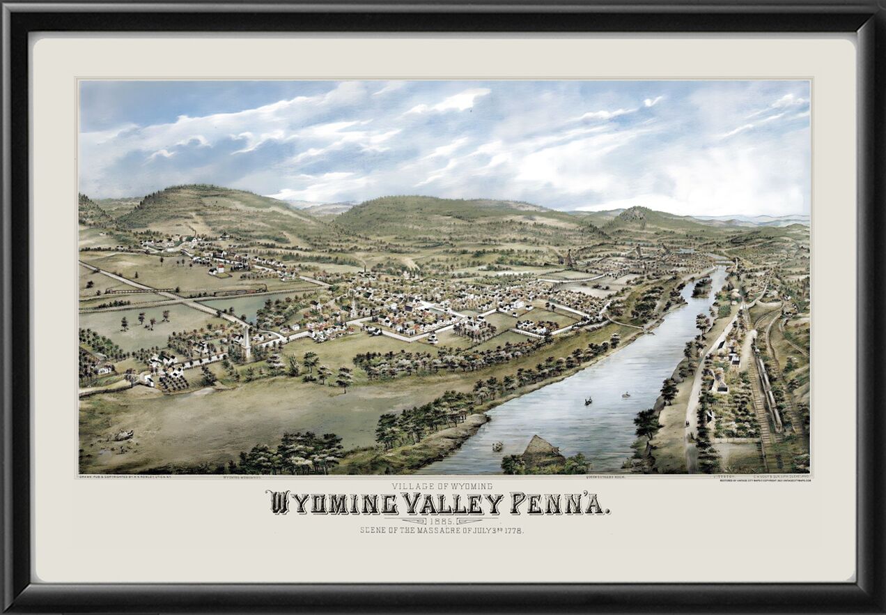 Wyoming PA 1885 Restored Map