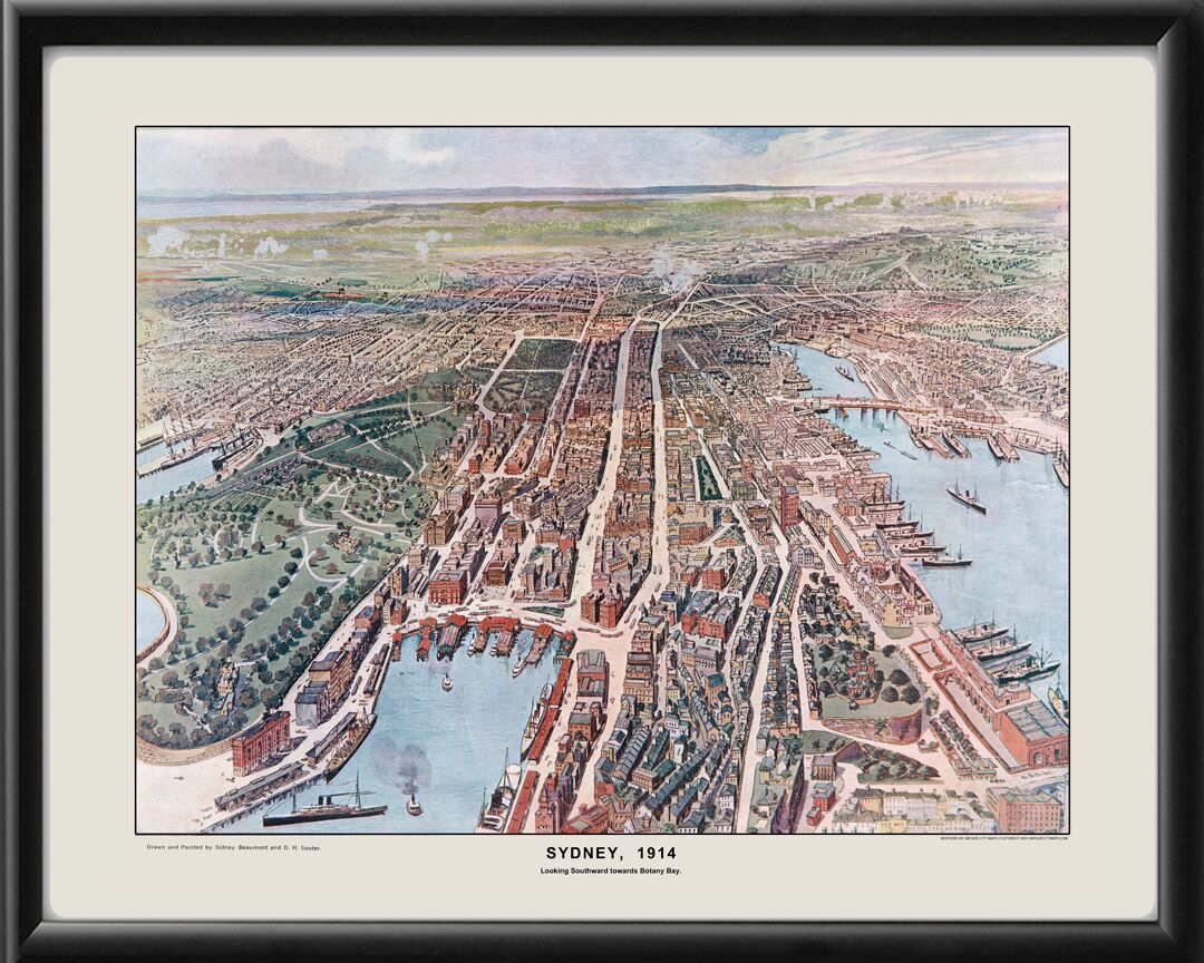 Sydney Australia 1914 Restored Map