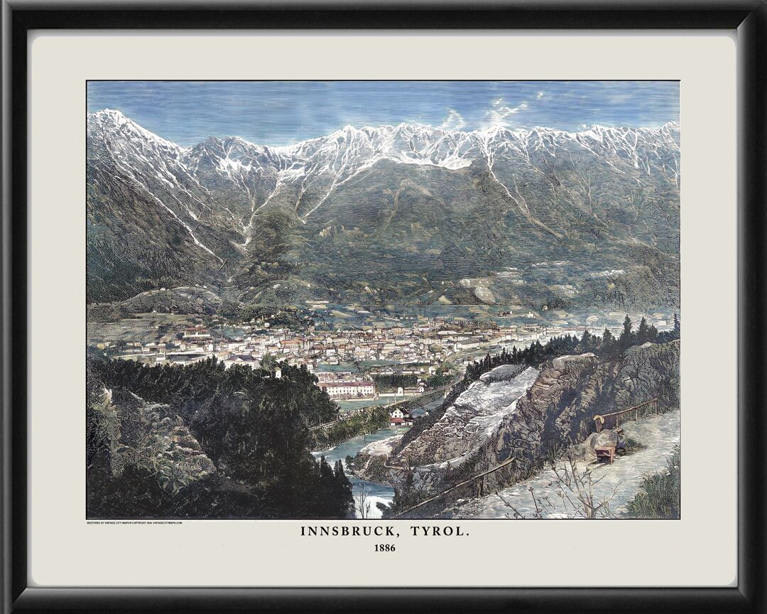 Innbruck Austria 1886 Restored Map