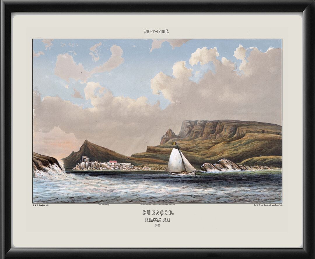 Caracas Bay, Curacao 1862 Map