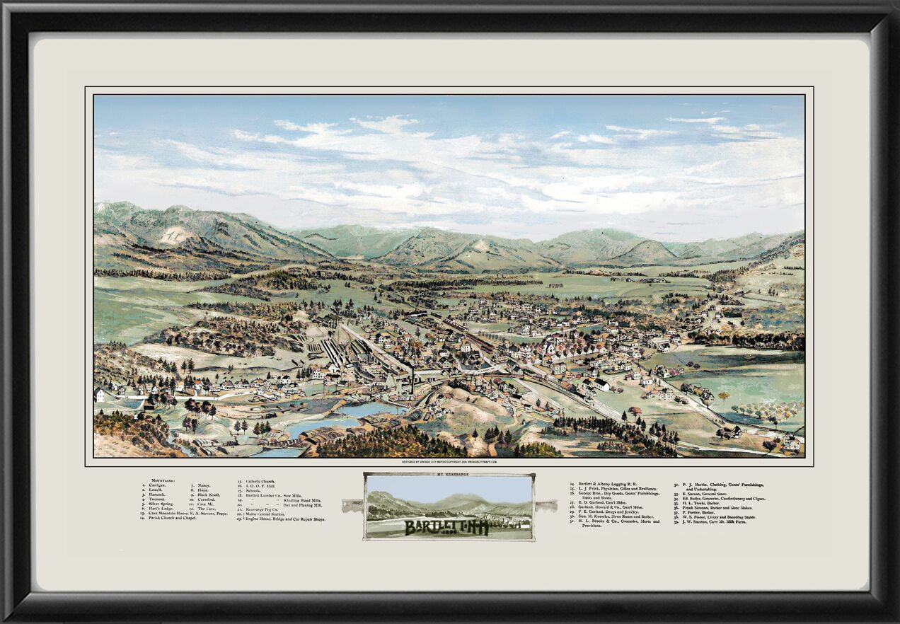 Bartlett NH 1896 (Color) Birds Eye View Map