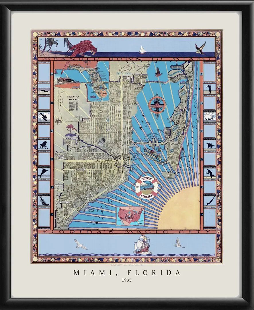 Miami FL 1835 Pictorial Map