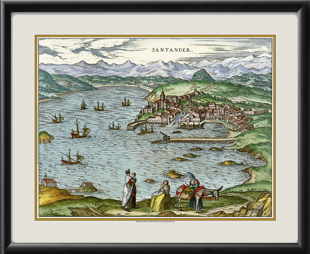 Santander Spain 1620 Birds Eye View Map