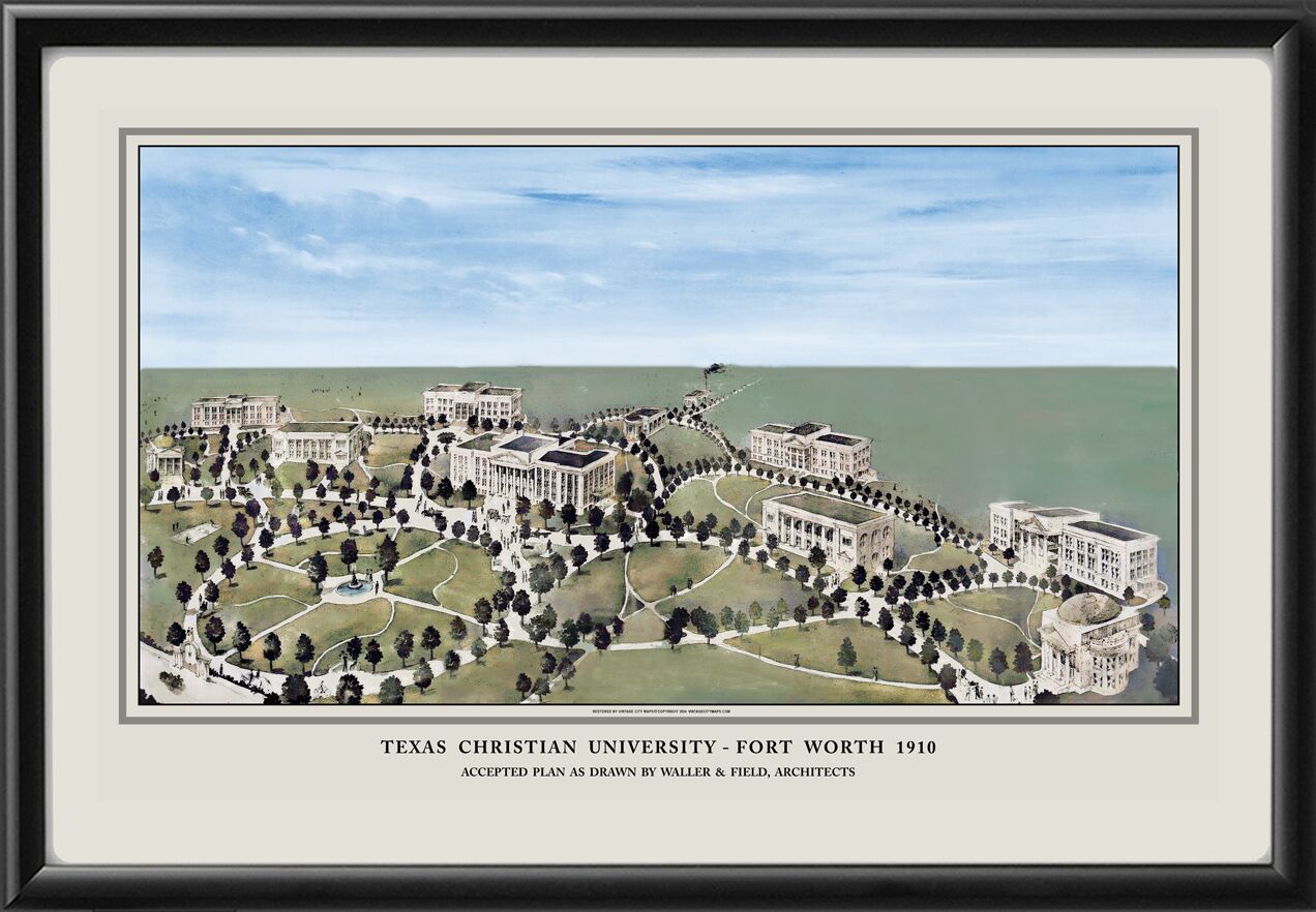 Texas Christian University 1910 Bird's Eye View Map