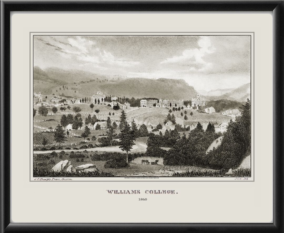 Williams College - Williamstown MA 1860 Bird's Eye View Map