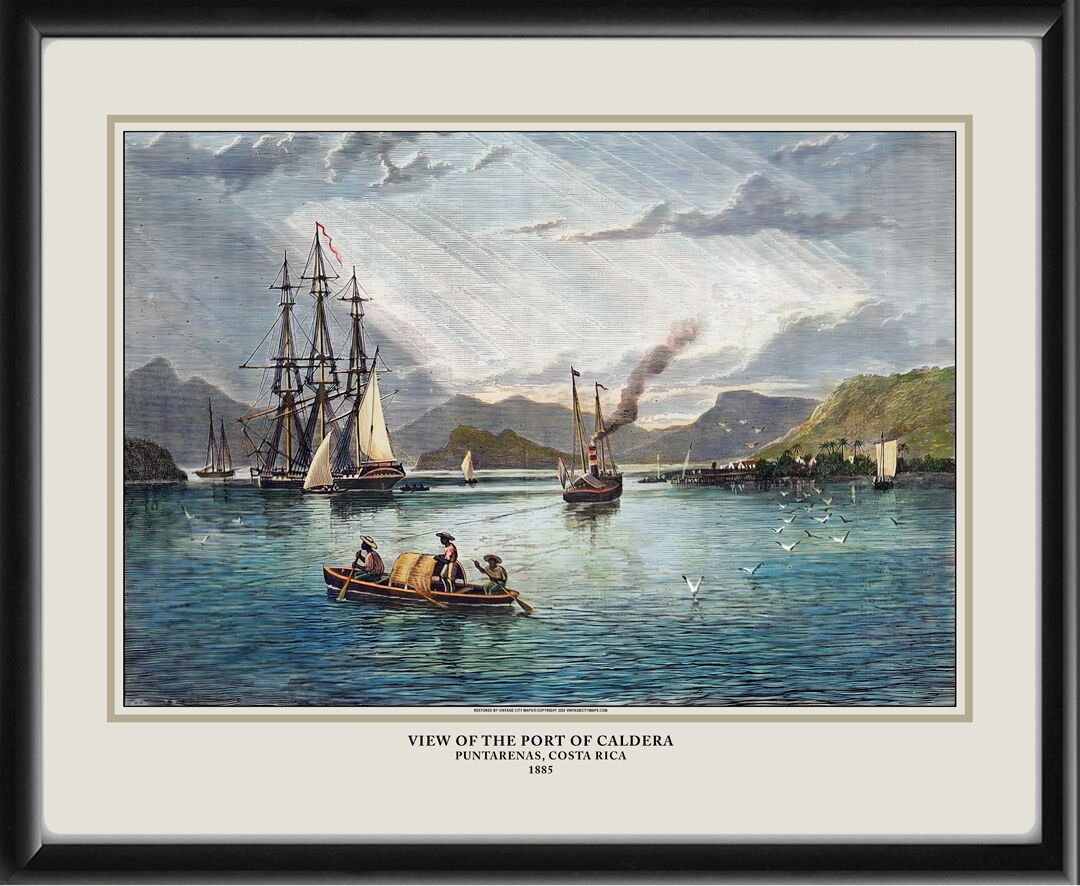 Port of Caldera - Puntarenas, Costa Rica 1890 Map