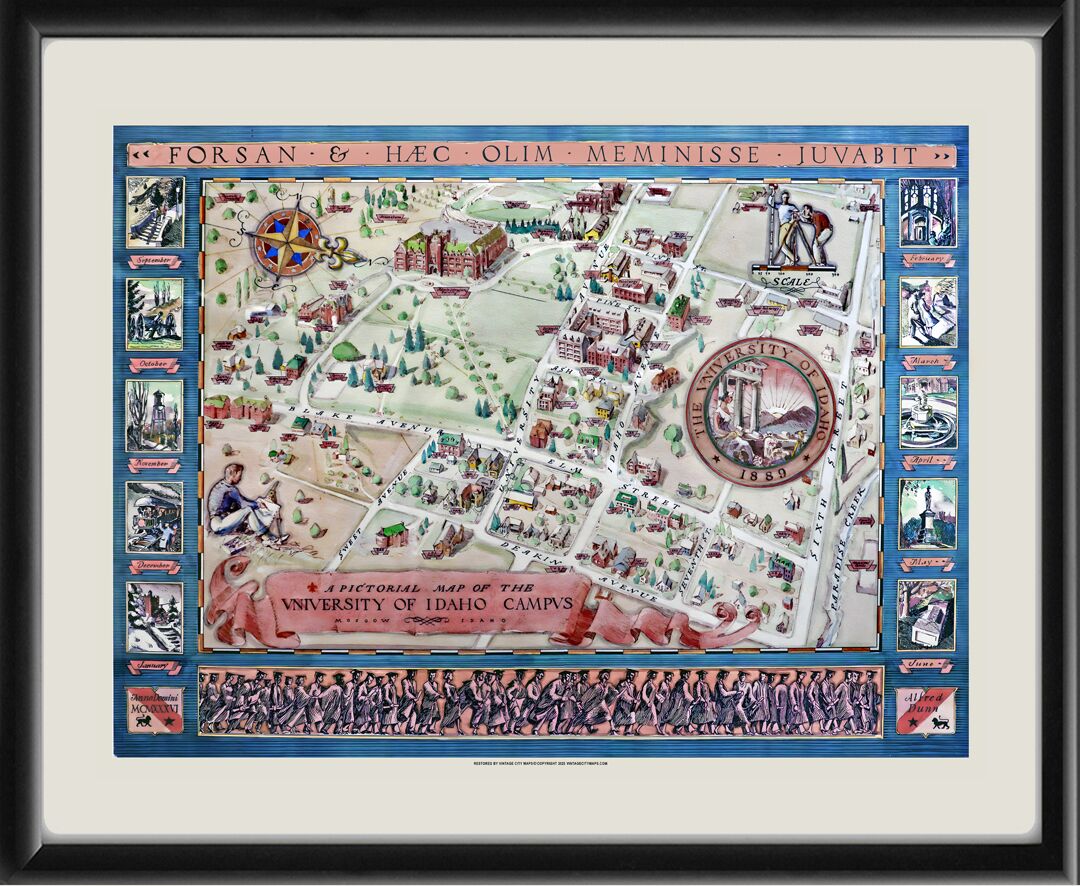 University of Idaho Pictorial map 1936 alfred dunn