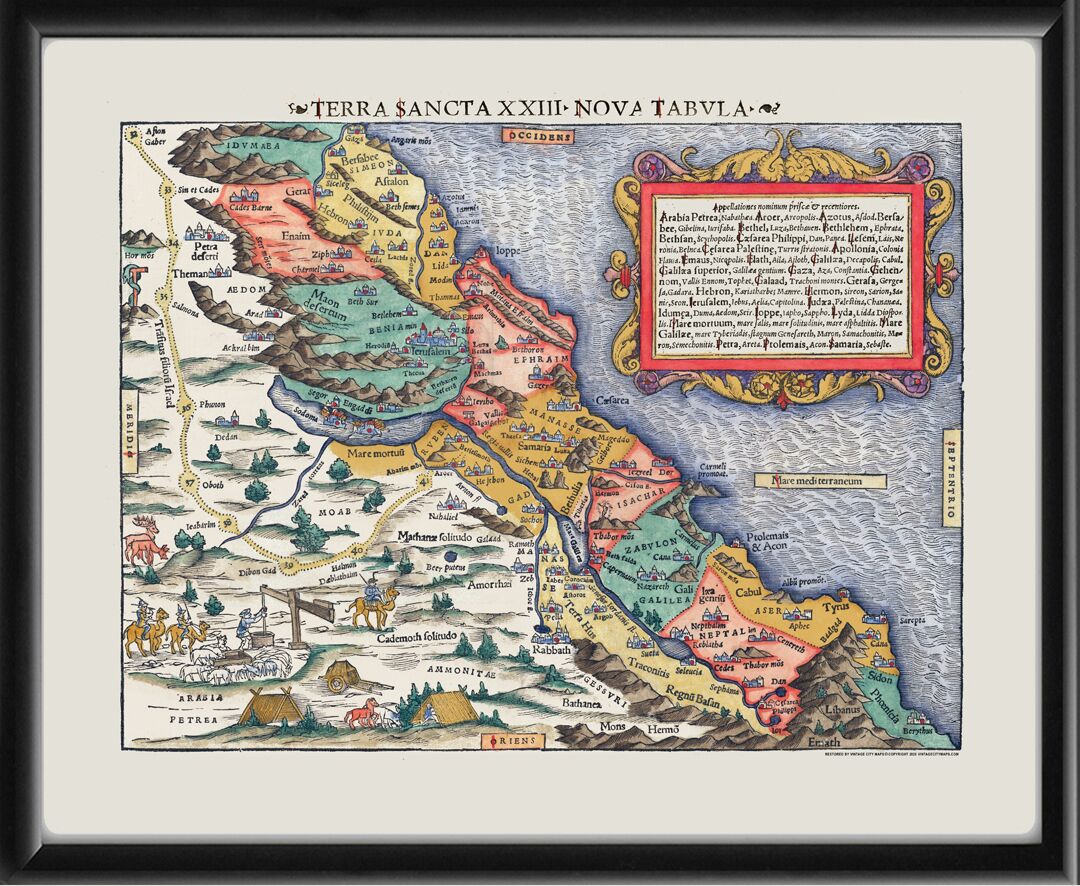 The Holy Land - Terra Sancta XXIII. Nova Tabula 1552 Sebastian Munster