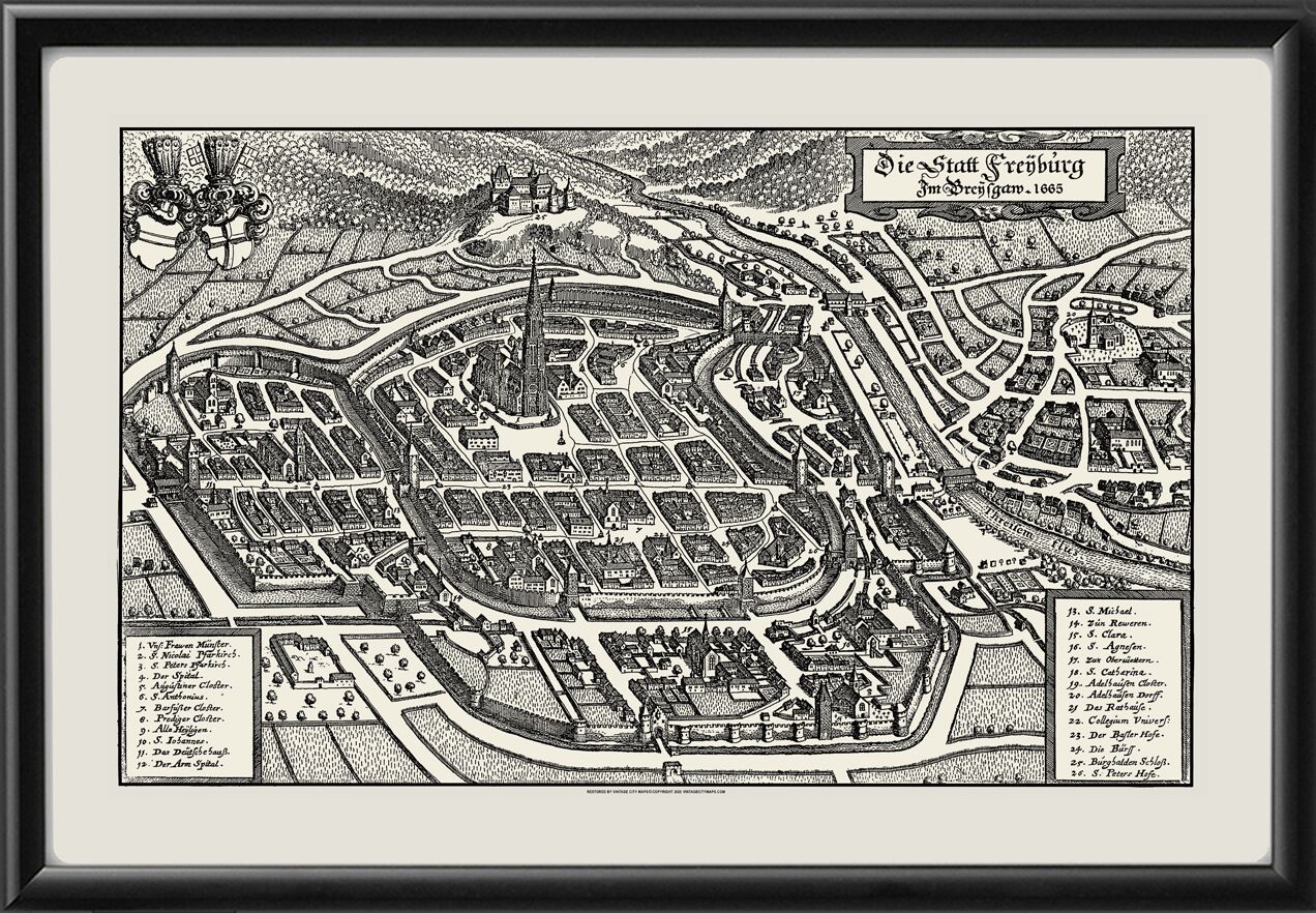 Freiburg Germany 1665 Matthaus Merian & Martin Zeiller