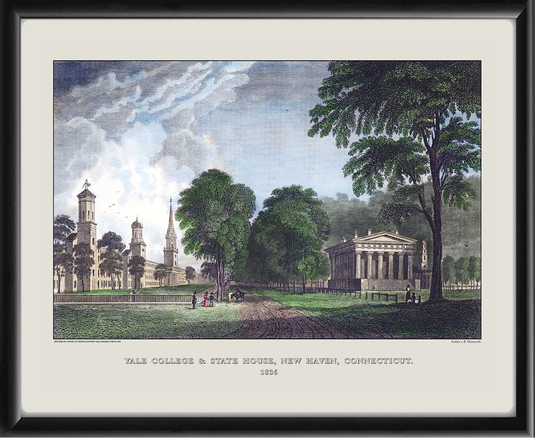 Yale College and State House, New Haven CT 1836
