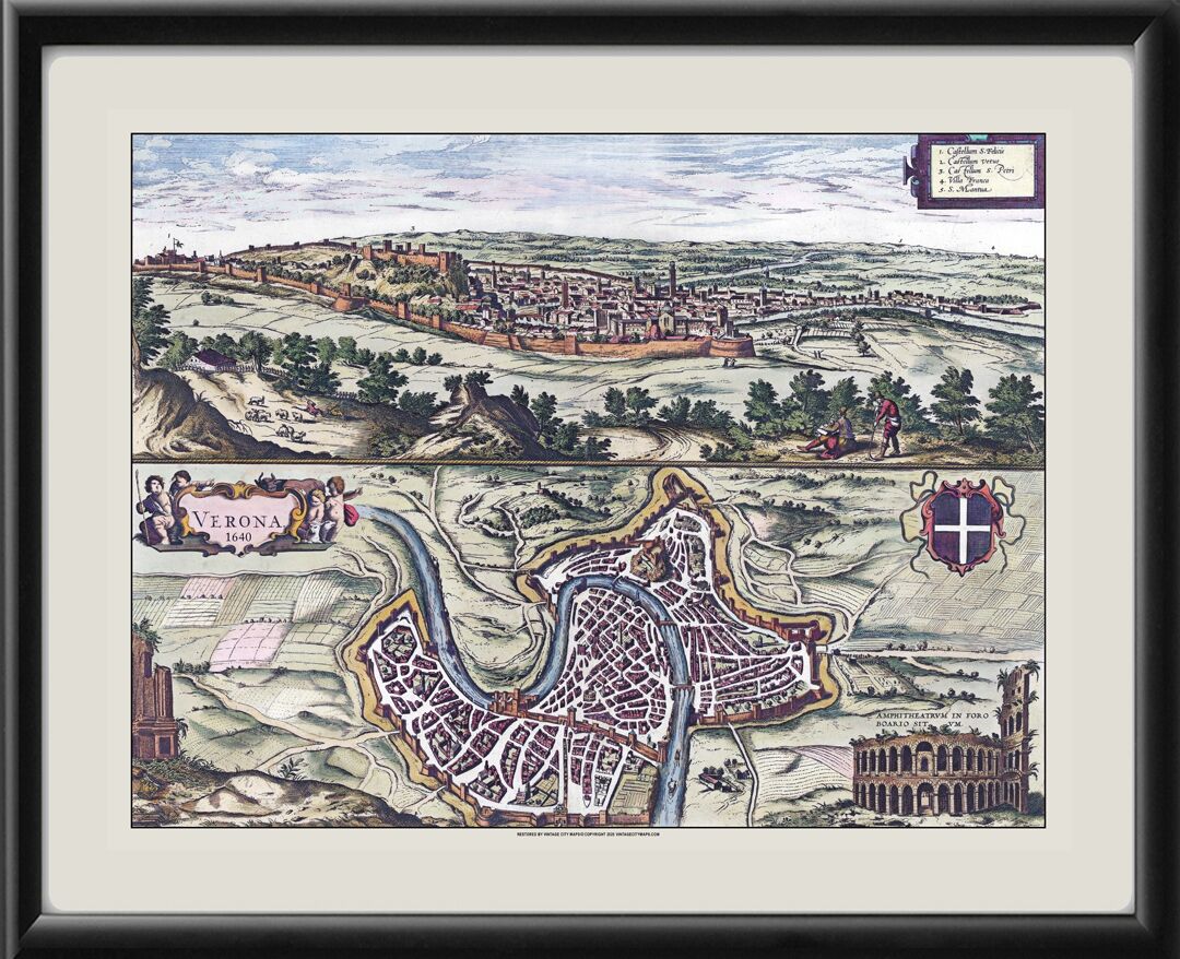 Verona Italy 1640 Georg Braun and Franz Hogenberg