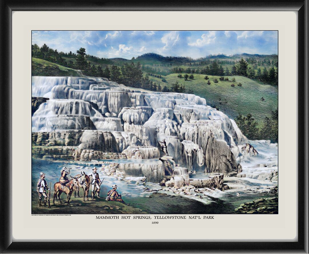 Mammoth Hot Springs - Yellowstone National Park WY 1890 Kurz & Allison