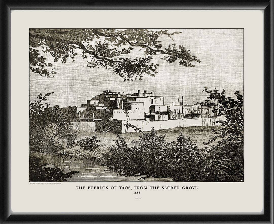 PUEBLO OF TAOS from the Sacred Grove 1883