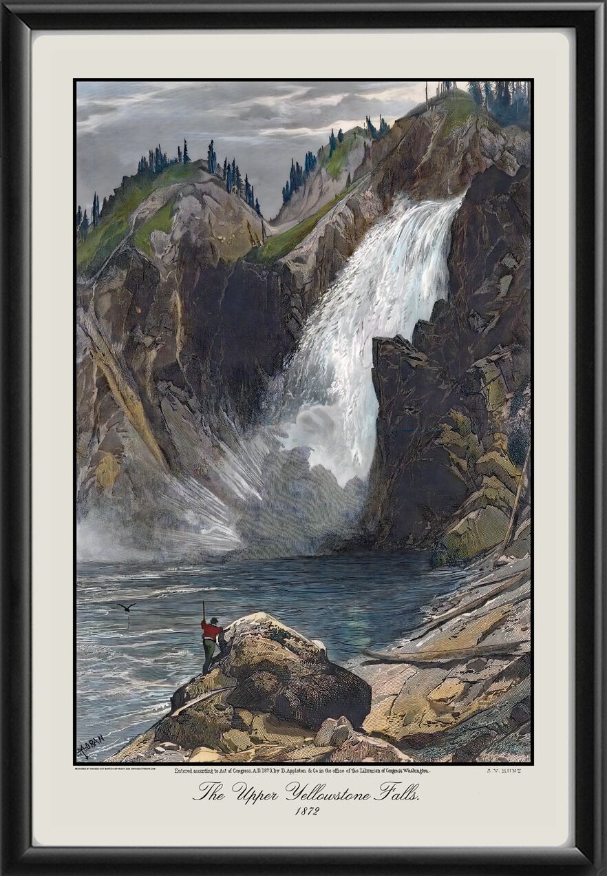 Yellowstone Park WY 1872 - Upper Yellowstone Falls by Thomas Moran