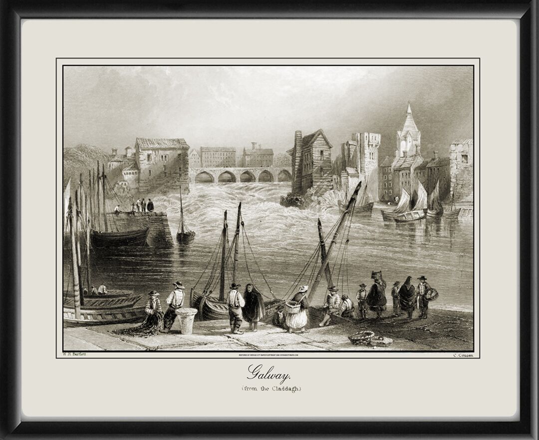 Galway Ireland 1842 W.H. Bartlett engraved by Charles Cousen