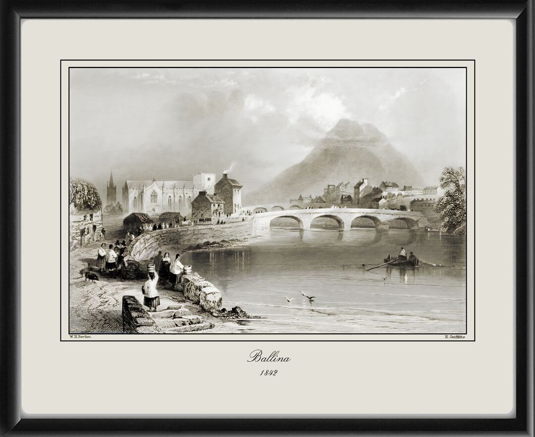 Ballina Ireland 1842 W. H. Bartlett engraved by H. Griffiths