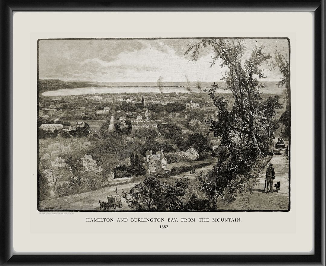 Hamilton Ontario Canada 1882 from Burlington Bay from the Mountain