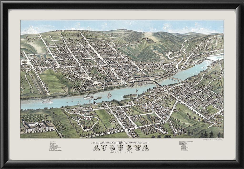 Augusta ME 1878 Restored Map | Vintage City Maps