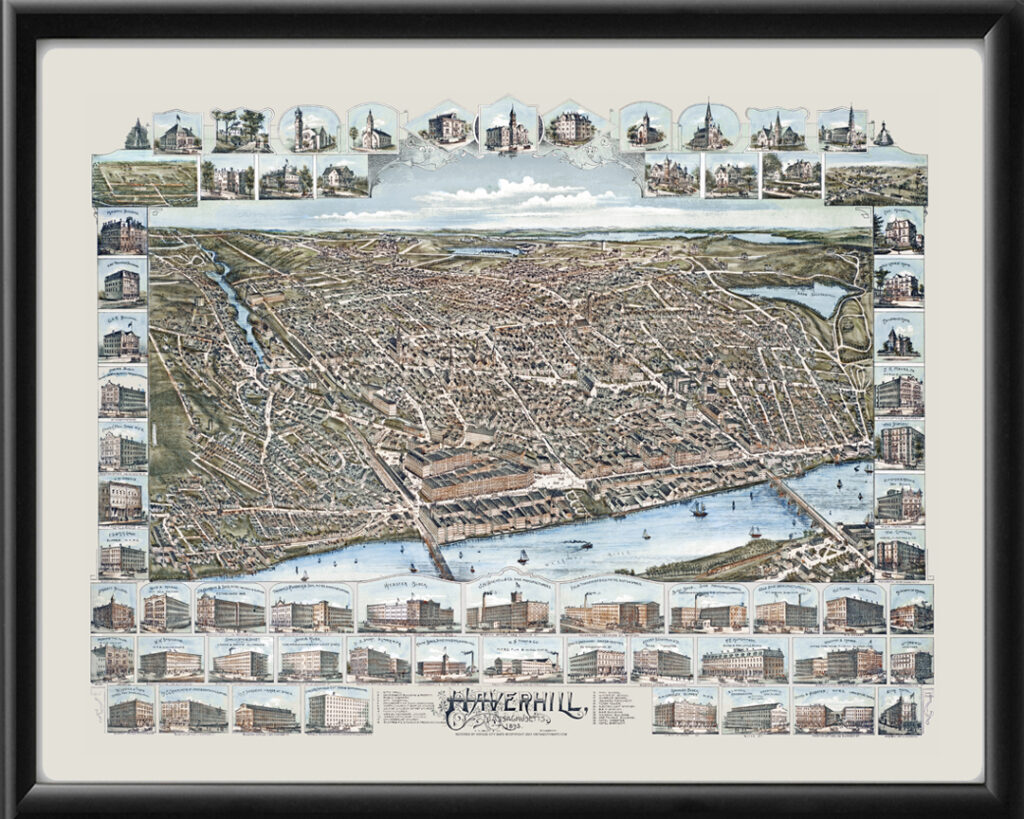Haverhill Ma 1893 Restored Map Vintage City Maps 3873