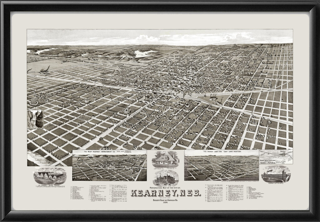 Kearney NE 1889 Restored Map | Vintage City Maps