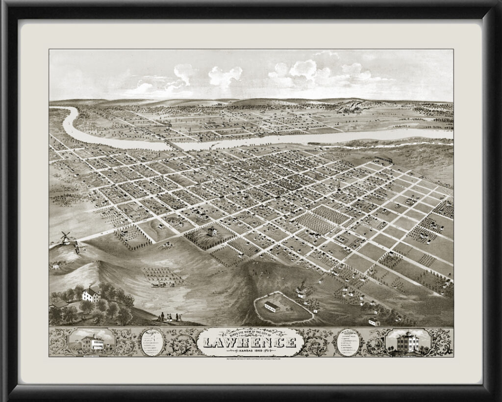 Lawrence KS 1869 | Vintage City Maps