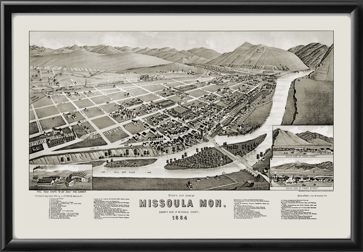 Missoula Mt Vintage City Maps Restored City Maps | Sexiz Pix