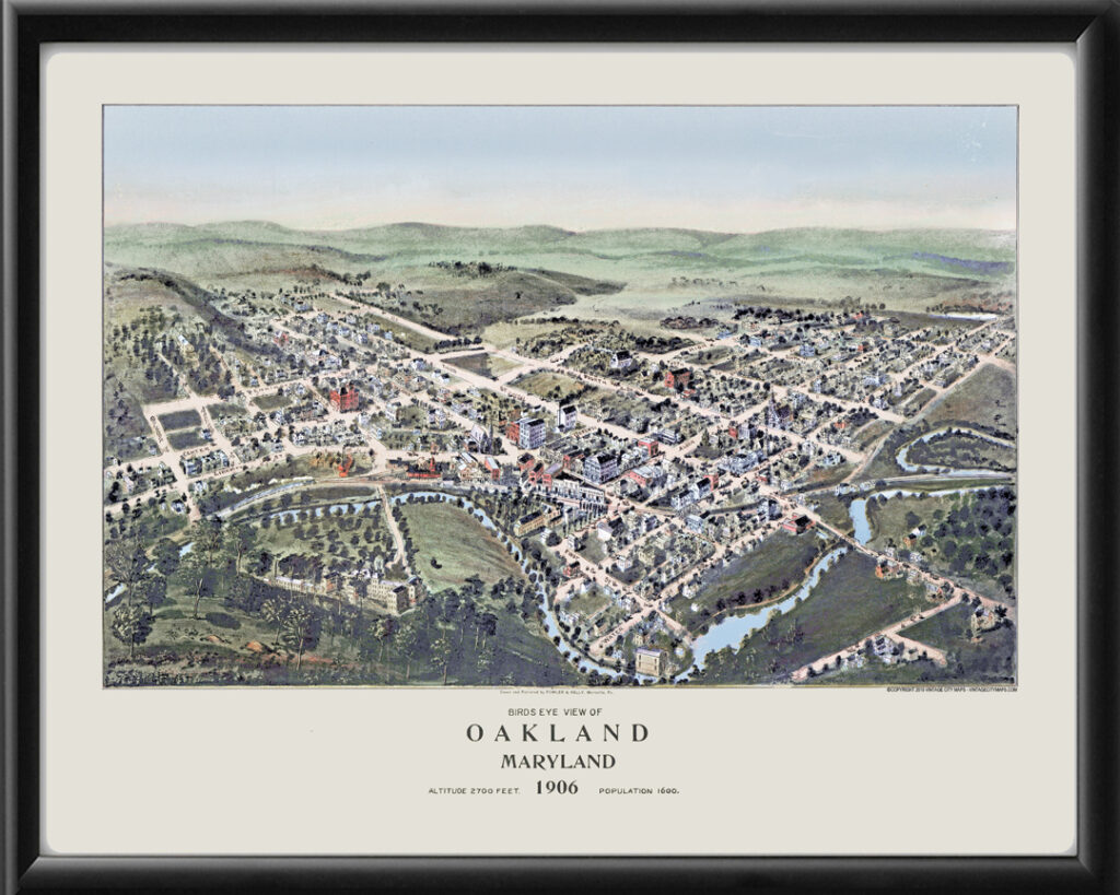 Oakland MD 1906 Restored Map | Vintage City Maps