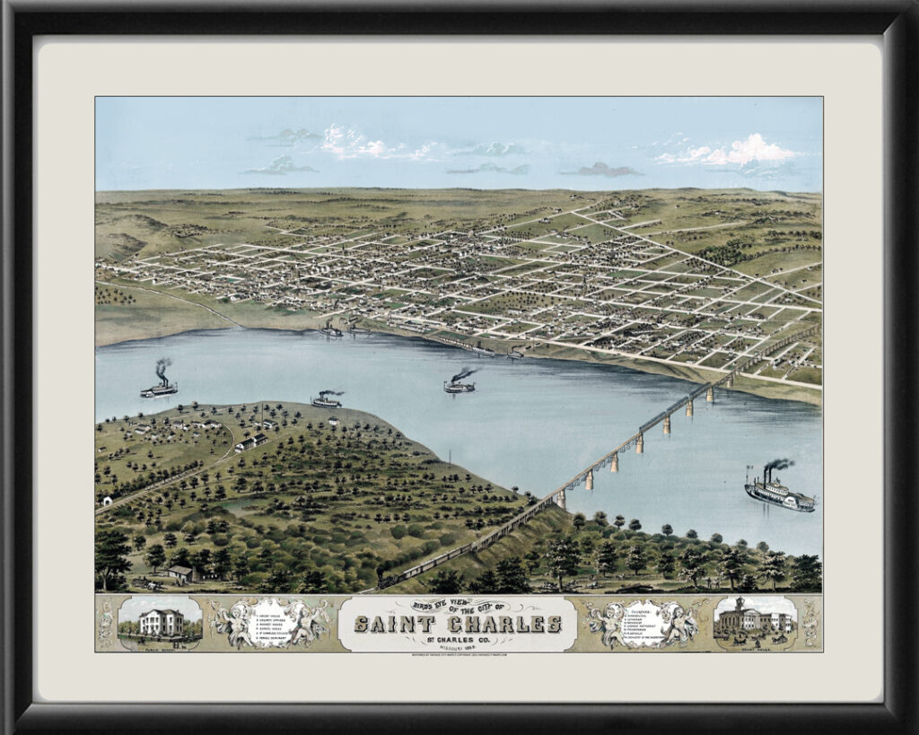 St. Charles MO 1869 Restored Map | Vintage City Maps