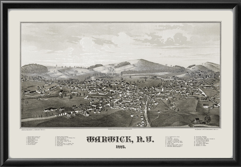 Warwick NY 1887 Restored Map | Vintage City Maps