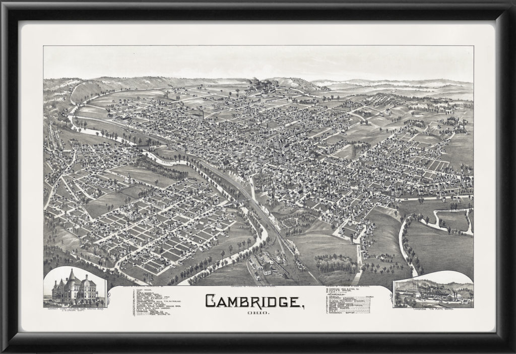 Cambridge OH 1899 Restored Map | Vintage City Maps