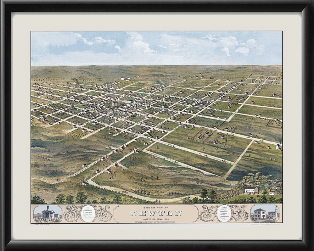 Newton IA 1868 Restored Map | Vintage City Maps